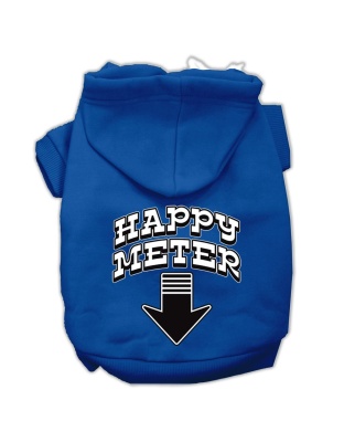 Happy Meter Screen Printed Dog Pet Hoodies Blue Size Lg
