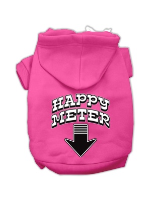 Happy Meter Screen Printed Dog Pet Hoodies Bright Pink Size Lg