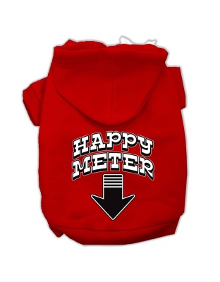 Happy Meter Screen Printed Dog Pet Hoodies Red Size Lg