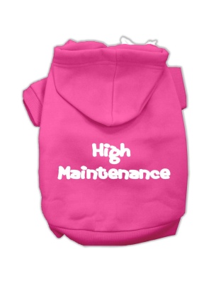 High Maintenance Screen Print Pet Hoodies Bright Pink Size L
