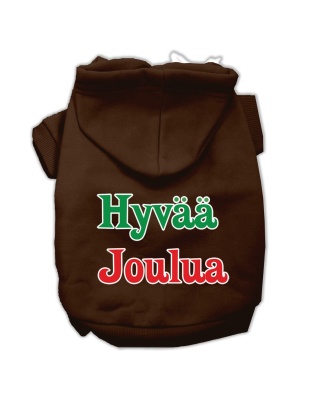 Hyvaa Joulua Screen Print Pet Hoodies Brown L