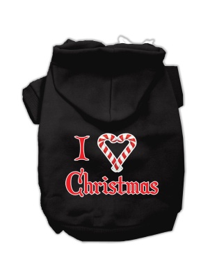I Heart Christmas Screen Print Pet Hoodies Black Size Lg