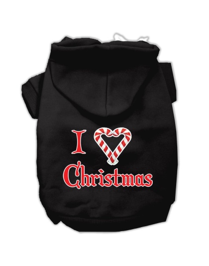 I Heart Christmas Screen Print Pet Hoodies Black Size Lg
