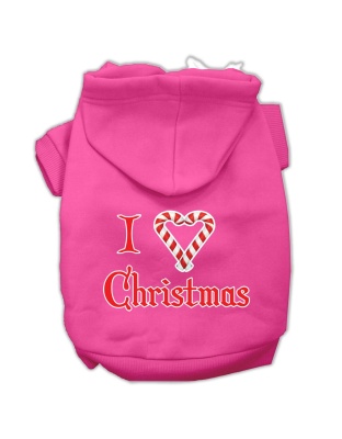 I Heart Christmas Screen Print Pet Hoodies Bright Pink Size Lg