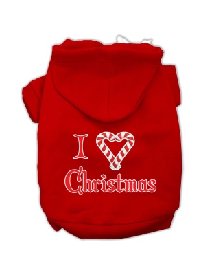 I Heart Christmas Screen Print Pet Hoodies Red Size Lg