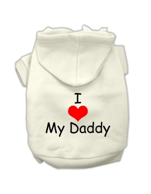I Love My Daddy Screen Print Pet Hoodies Cream Size Lg