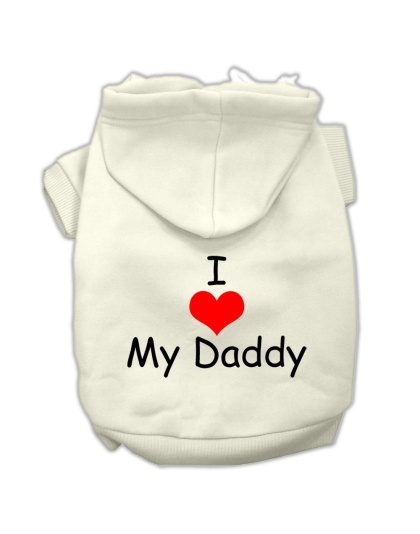 I Love My Daddy Screen Print Pet Hoodies Cream Size Lg