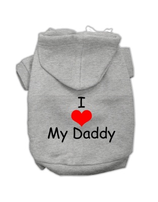 I Love My Daddy Screen Print Pet Hoodies Grey Size Lg
