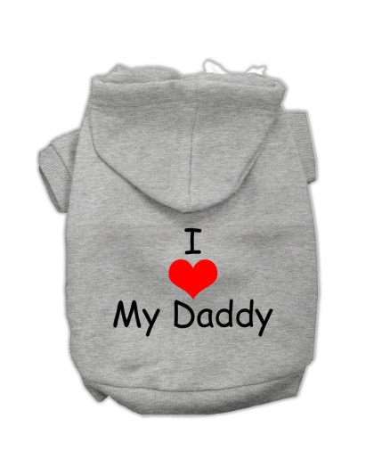 I Love My Daddy Screen Print Pet Hoodies Grey Size Lg