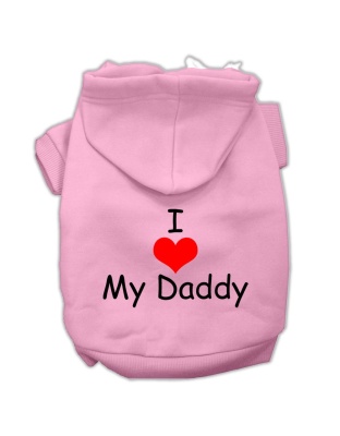 I Love My Daddy Screen Print Pet Hoodies Pink Size Lg
