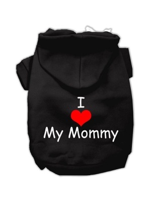 I Love My Mommy Screen Print Pet Hoodies Black Size Lg