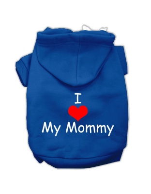 I Love My Mommy Screen Print Pet Hoodies Blue Size Lg