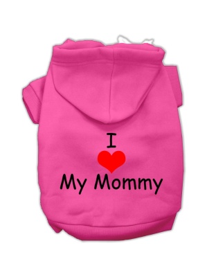 I Love My Mommy Screen Print Pet Hoodies Bright Pink Size Lg