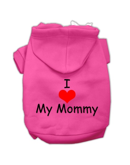 I Love My Mommy Screen Print Pet Hoodies Bright Pink Size Lg