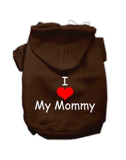 I Love My Mommy Screen Print Pet Hoodies Brown Size Lg