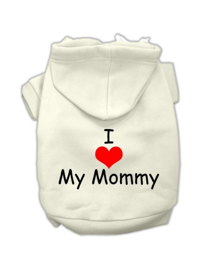 I Love My Mommy Screen Print Pet Hoodies Cream Size Lg