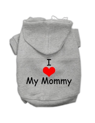 I Love My Mommy Screen Print Pet Hoodies Grey Size Lg