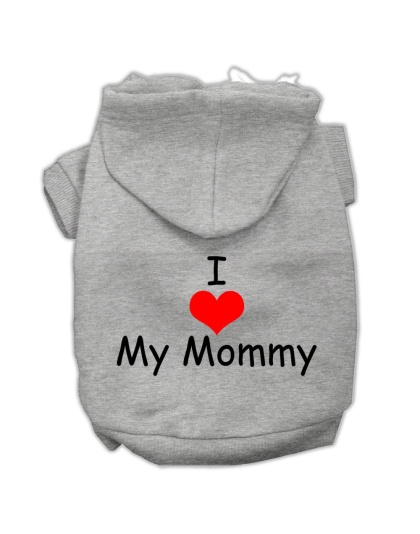 I Love My Mommy Screen Print Pet Hoodies Grey Size Lg