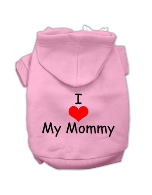 I Love My Mommy Screen Print Pet Hoodies Pink Size Lg