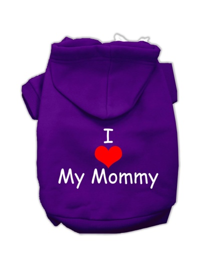I Love My Mommy Screen Print Pet Hoodies Purple Size Lg