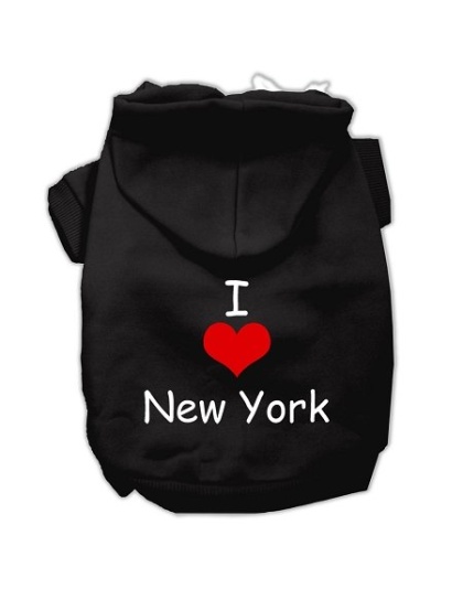 I Love New York Screen Print Pet Hoodies Black Size Lg
