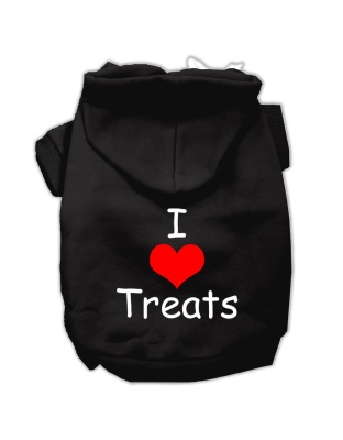 I Love Treats Screen Print Pet Hoodies Black Size Lg