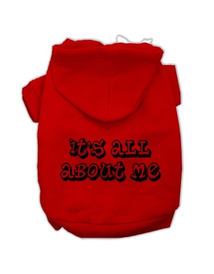 It's All About Me Screen Print Pet Hoodies Red Size Lg