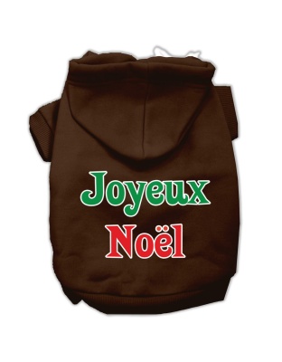 Joyeux Noel Screen Print Pet Hoodies Brown L