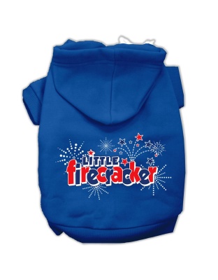 Little Firecracker Screen Print Pet Hoodies Blue Size Lg