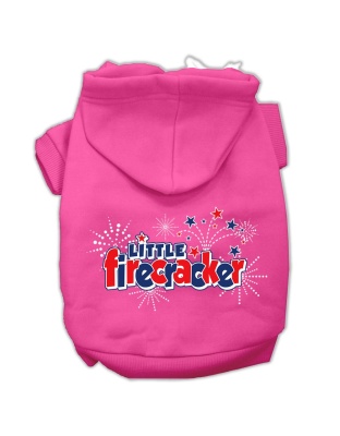 Little Firecracker Screen Print Pet Hoodies Bright Pink Size L
