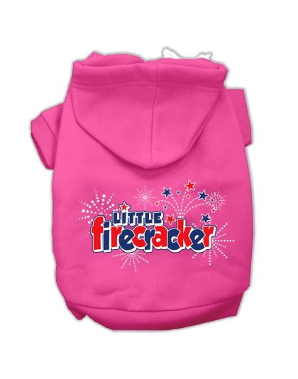 Little Firecracker Screen Print Pet Hoodies Bright Pink Size L