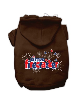 Little Firecracker Screen Print Pet Hoodies Brown Size Lg