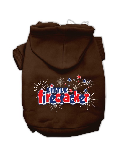 Little Firecracker Screen Print Pet Hoodies Brown Size Lg