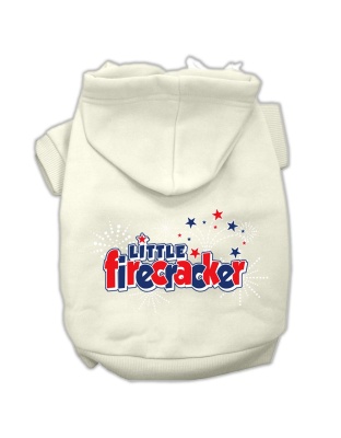 Little Firecracker Screen Print Pet Hoodies Cream Size L