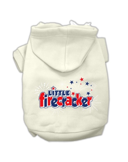Little Firecracker Screen Print Pet Hoodies Cream Size L