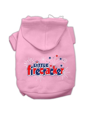 Little Firecracker Screen Print Pet Hoodies Light Pink Size L