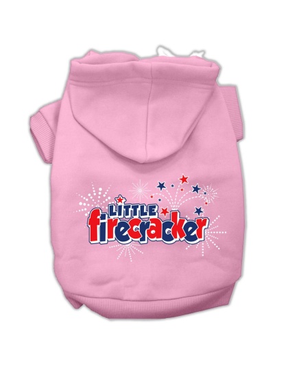 Little Firecracker Screen Print Pet Hoodies Light Pink Size L