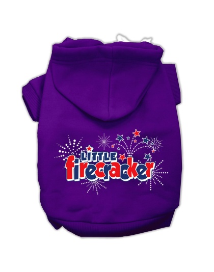 Little Firecracker Screen Print Pet Hoodies Purple Size L