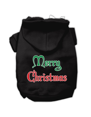 Merry Christmas Screen Print Pet Hoodies Black Size Lg