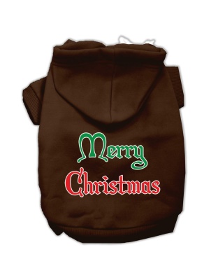 Merry Christmas Screen Print Pet Hoodies Brown Size Lg