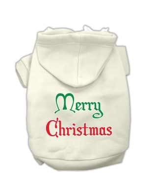 Merry Christmas Screen Print Pet Hoodies Cream Size Lg