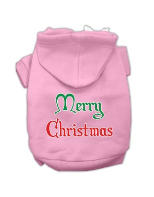 Merry Christmas Screen Print Pet Hoodies Light Pink Size Lg