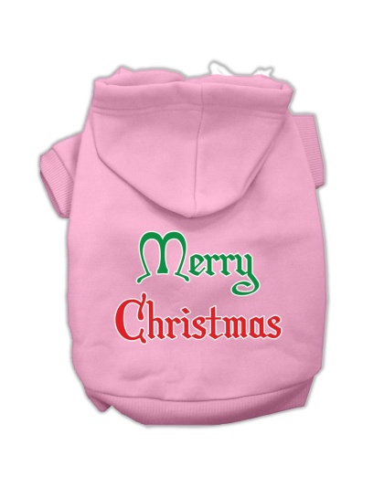 Merry Christmas Screen Print Pet Hoodies Light Pink Size Lg