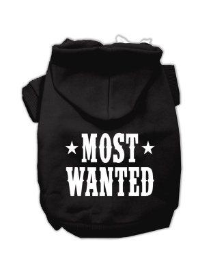Most Wanted Screen Print Pet Hoodies Black Size Lg