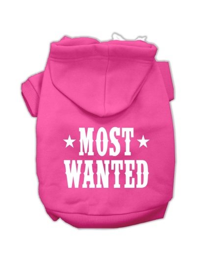 Most Wanted Screen Print Pet Hoodies Bright Pink Size Lg