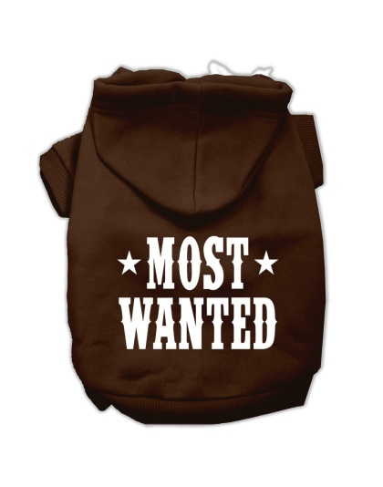 Most Wanted Screen Print Pet Hoodies Brown Size Lg