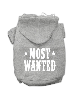 Most Wanted Screen Print Pet Hoodies Grey Size Lg