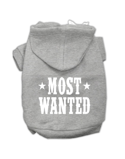 Most Wanted Screen Print Pet Hoodies Grey Size Lg