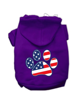 Patriotic Paw Screen Print Pet Hoodies Purple L