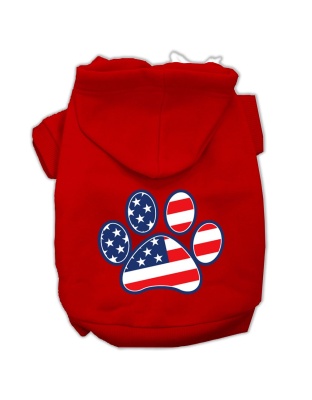 Patriotic Paw Screen Print Pet Hoodies Red Size L